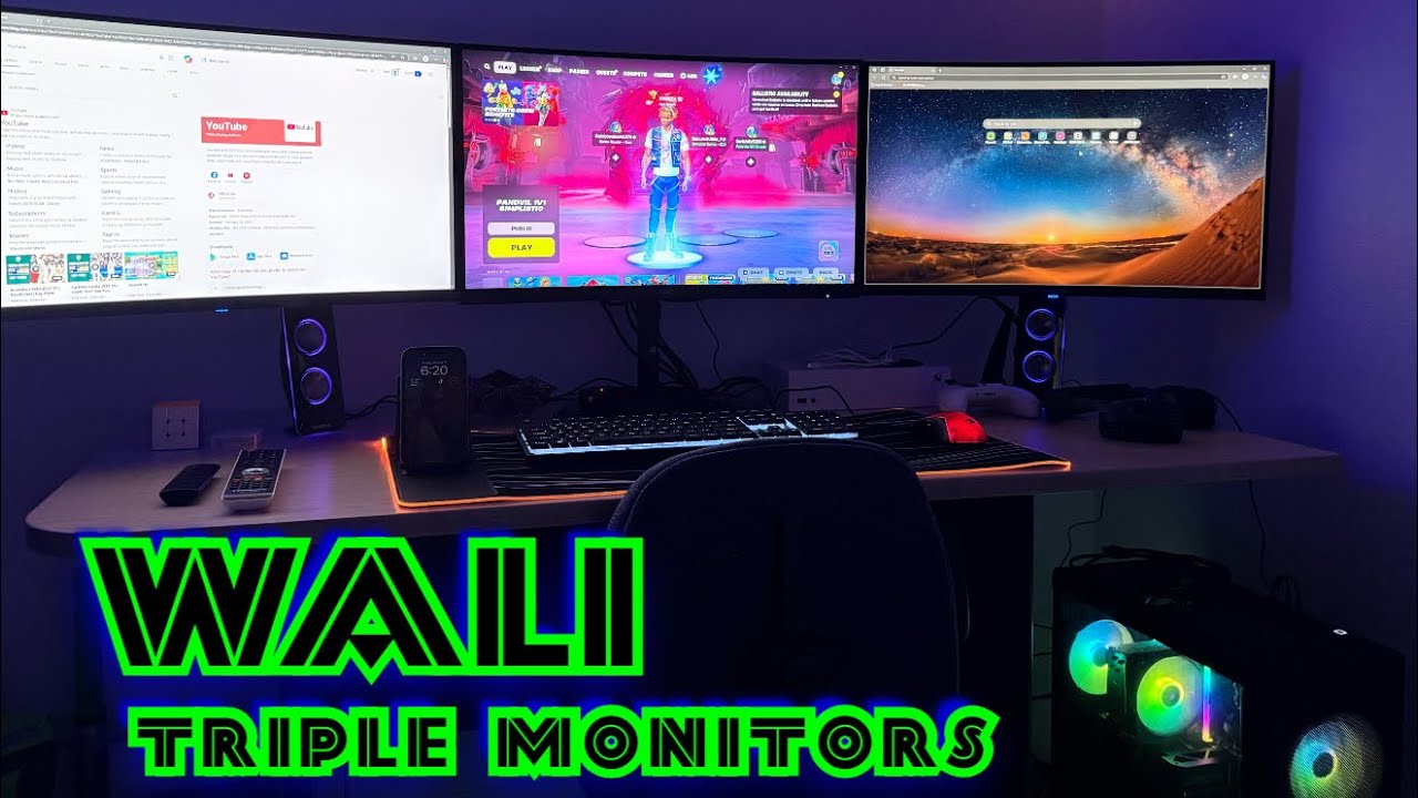Wali Triple monitor stand for PC Gaming
