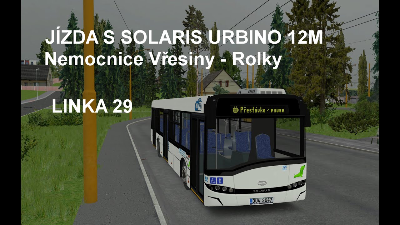 SIMT MHD - J&Iacute;ZDA S AUTOBUSEM SOLARIS URBINO 12M DPCHJ (LINKA 29 - nemocnice vřesiny - rolky)