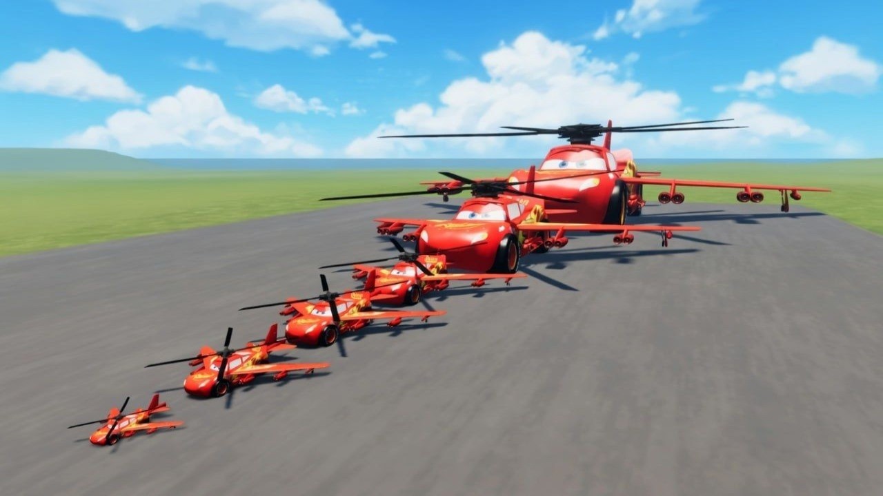 Helicopter Lightning McQueen vs Trains & Crazy Obstacles | BeamNG.drive