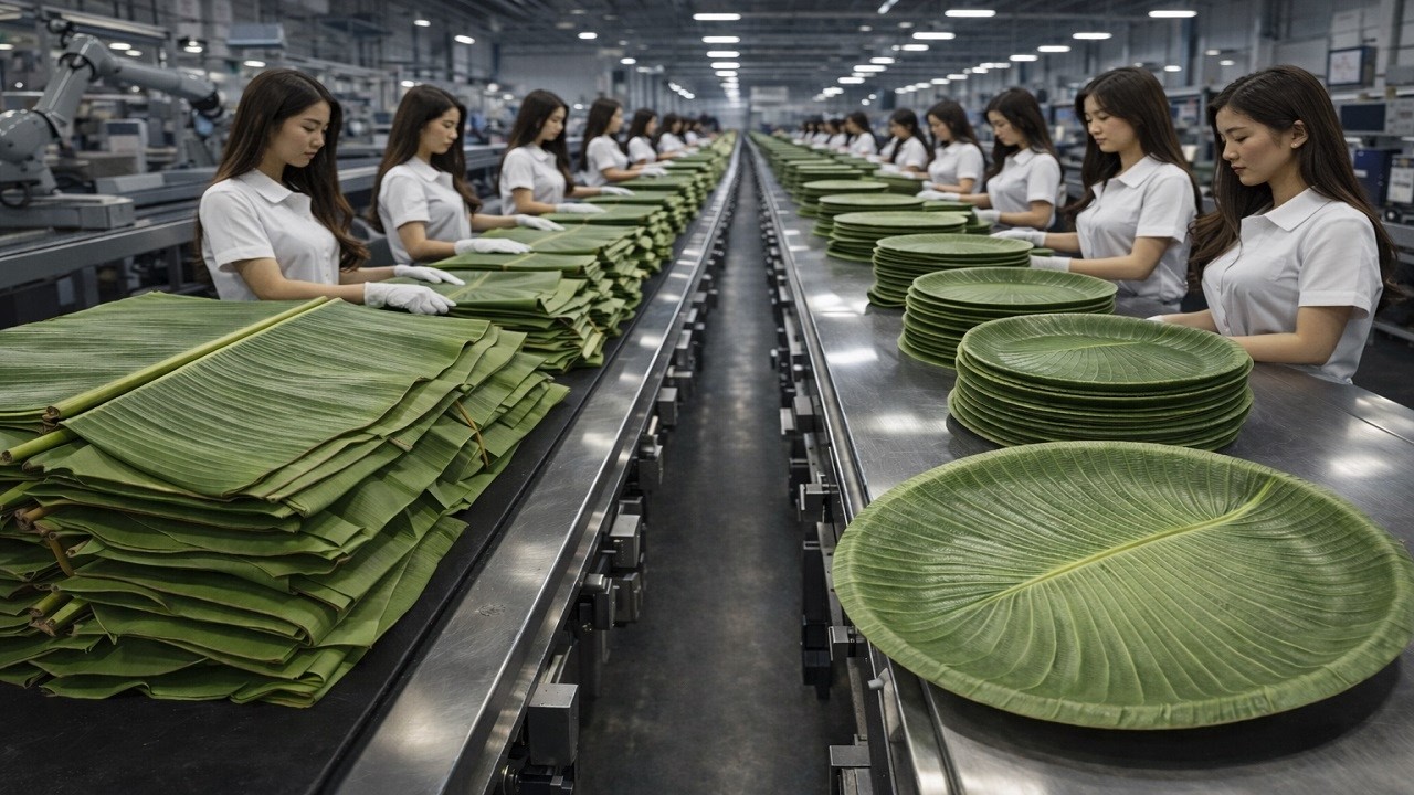 Inside the Sustainable Factory Making Banana Leaf Plates