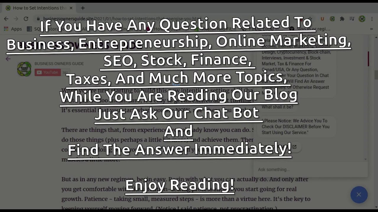 BUSINESS OWNERS GUIDE Blog Free Information Service Demo!