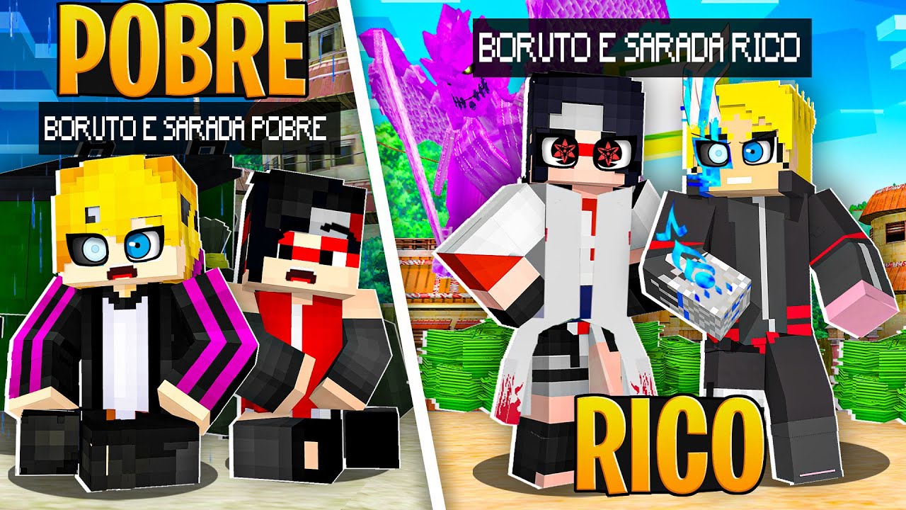 RICO VS POBRE DO BORUTO e SARADA no MINECRAFT!