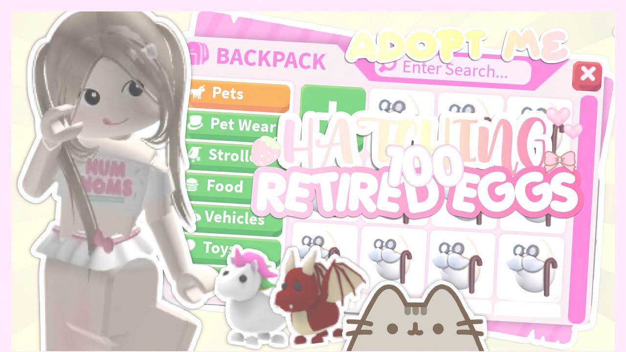 hatching 100 retired eggs | adopt me 🎀