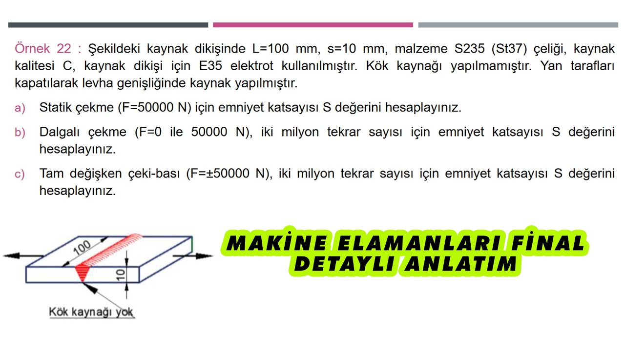 Makine Elamanları Final Hazırlık Kaynak Sorusu
