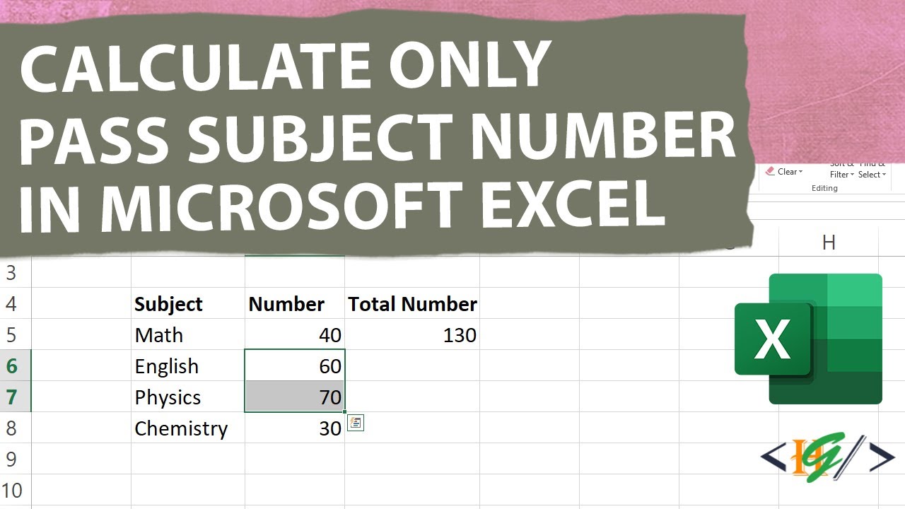 How to Calculate Number from Pass Subjects Only using SUMIF in Microsoft Excel | Student