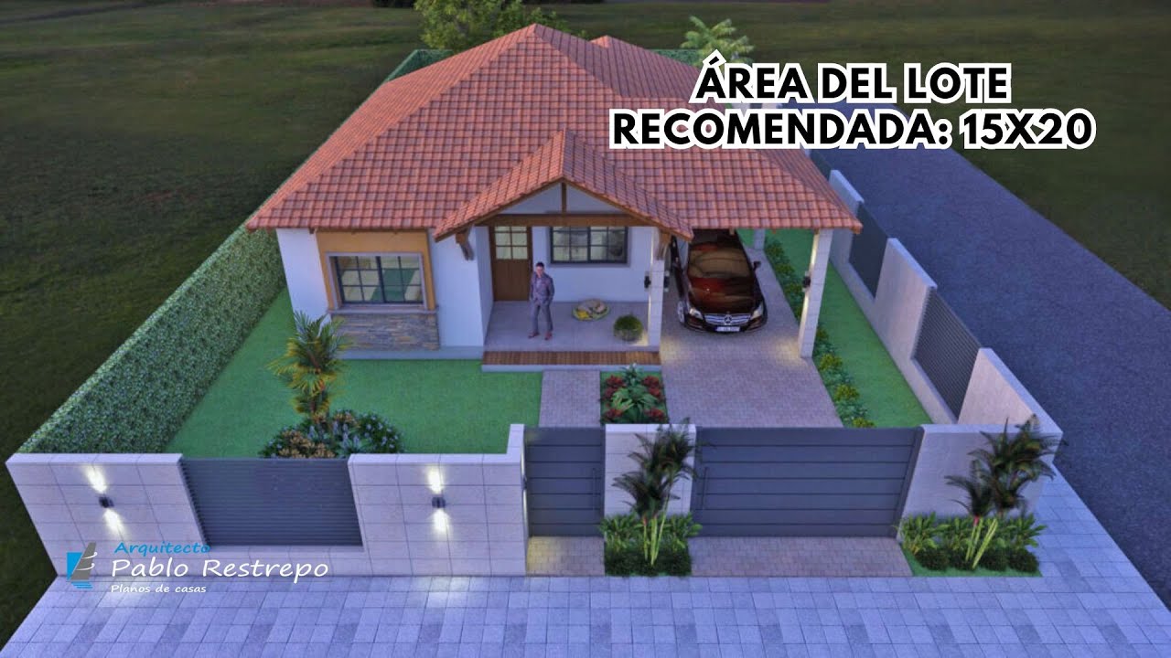 PLANOS de CASA CAMPESTRE 15x20 en 'UN PISO' (132 M2) | Arq Pablo Restrepo
