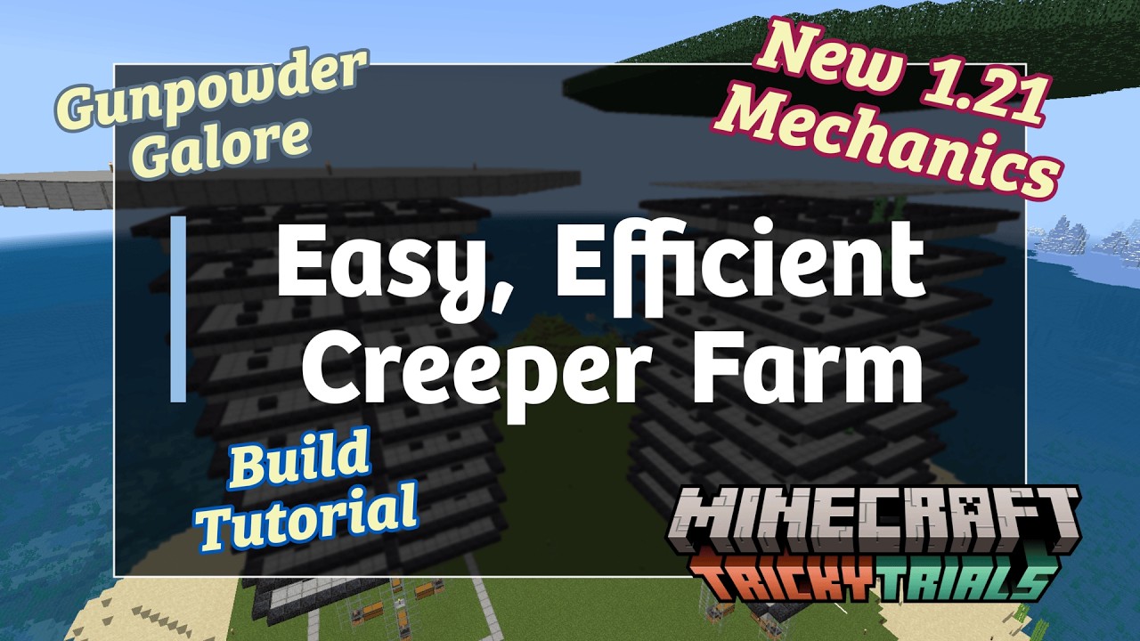 Easy-to-Build Creeper Farm for Minecraft Bedrock 1.21+ (Gunpowder Farm Tutorial)