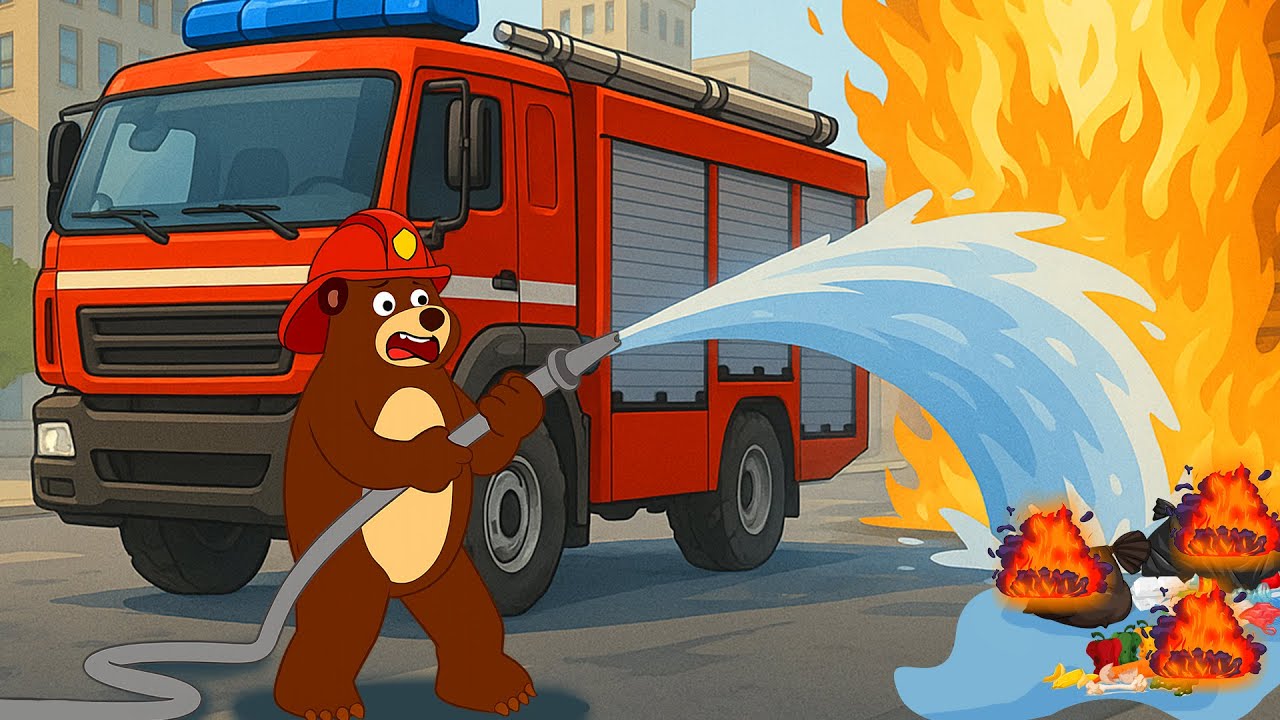 Fire Truck Leaks Water During a Firefight &ndash; Help Bear Fix It! 🚒🛠️| The Bear's Garage