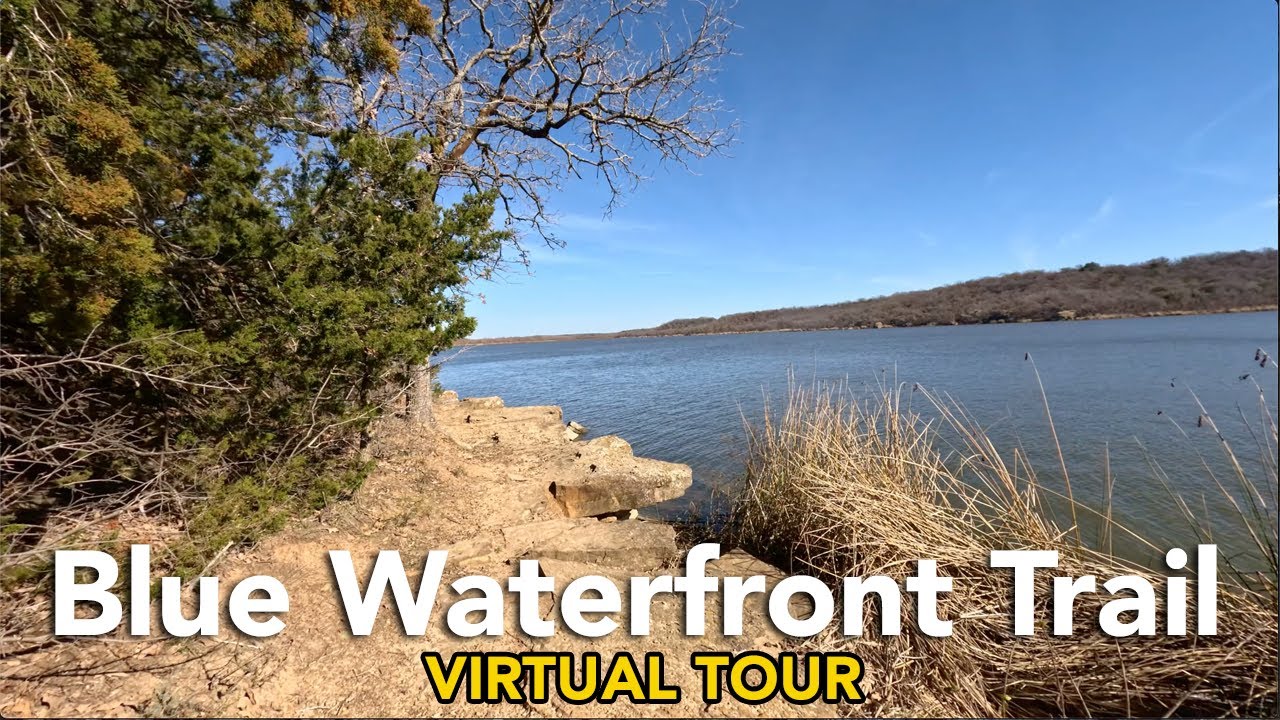4K Nature Walk - Blue Waterfront Trail (with Nature Sounds) - stress relief walking tour
