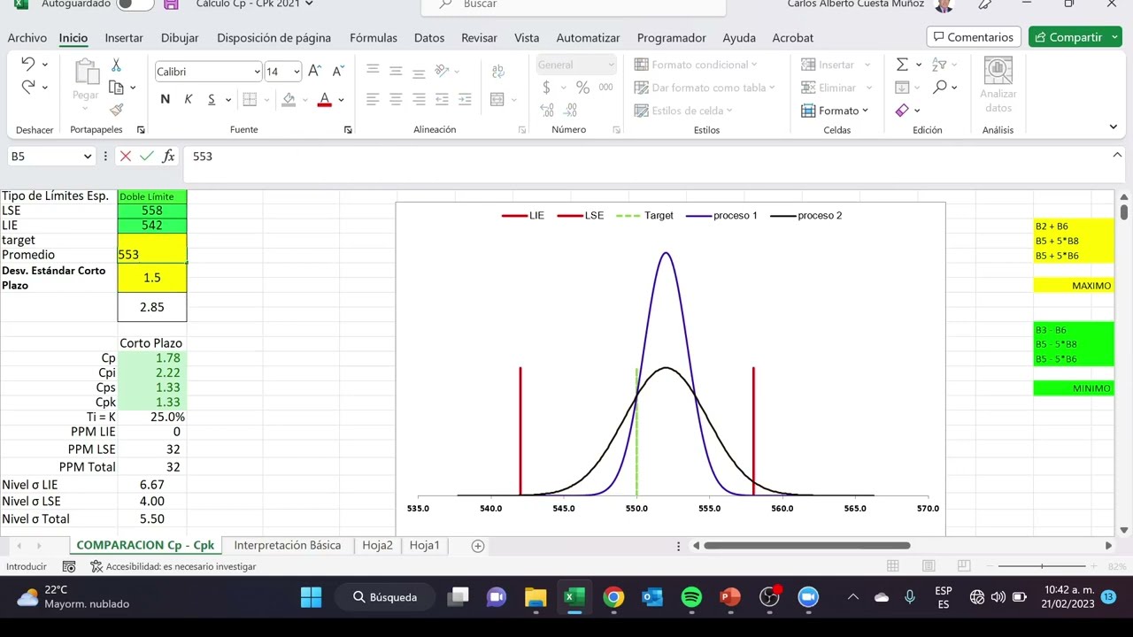 Calcular e Interpretar Cpk y Cp en Excel