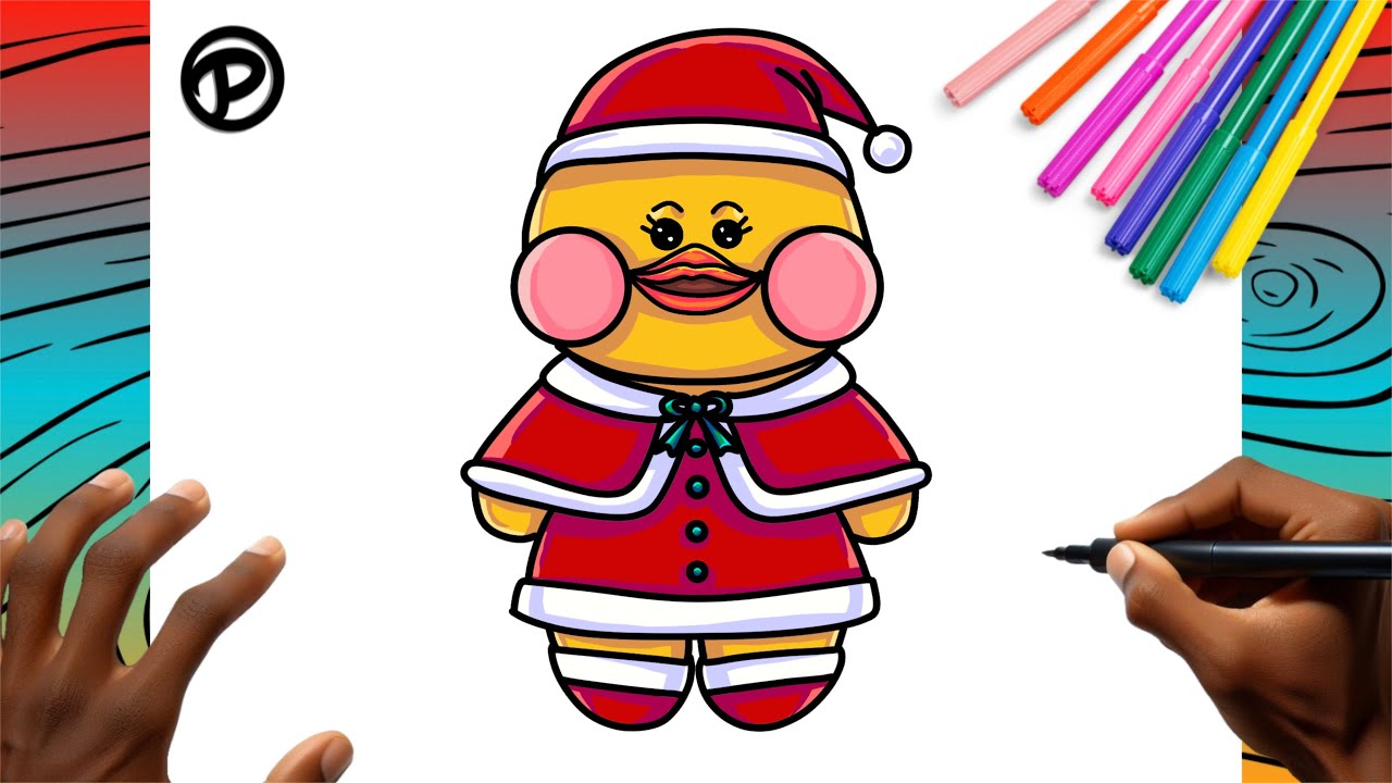 Como Desenhar um Paper Duck Fofo de Natal Passo a Passo