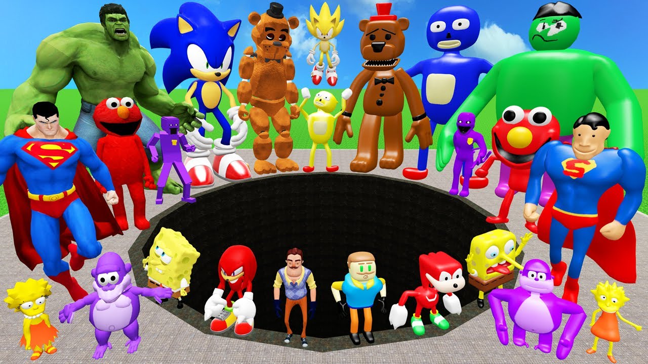 🕳️ ALL 3D SANIC CLONES MEMES VS ORIGINAL SPARTAN KICKING | BIG PIT in Garry's Mod!