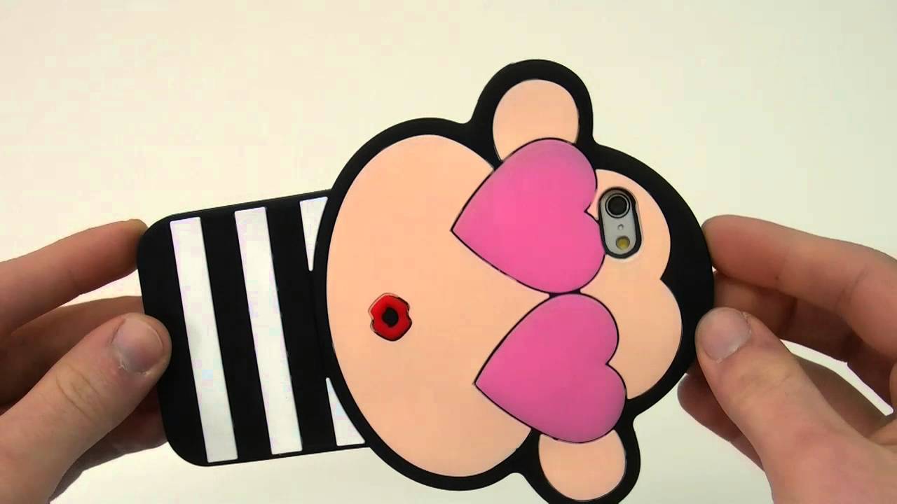 Custodia 3D in silicone morbida flessibile SCIMMIA CUORI per Apple iPhone 6 4.7