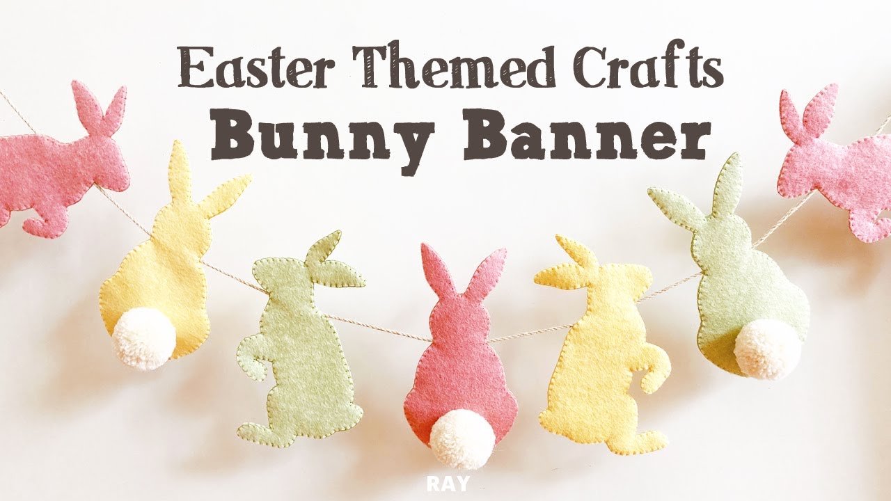 ポンポンしっぽの「うさぎ」ガーランドの作り方【イースター飾り】　DIY Bunny Garland Banner Home Decor