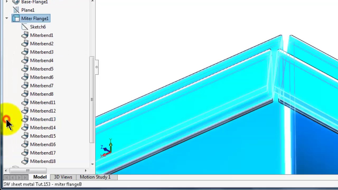 155 SolidWorks Sheet Metal Tutorial  Hem flange vs Miter flange, Edit hem sketch HD