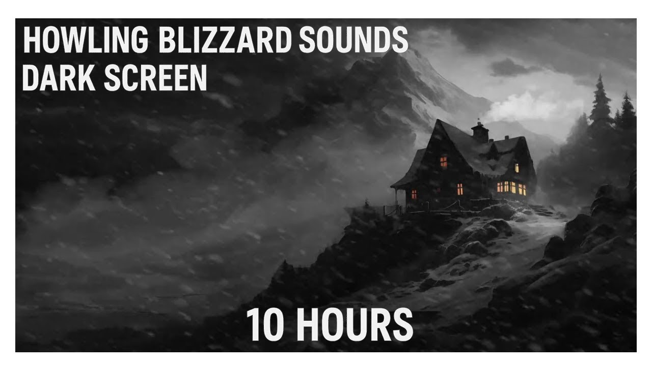 10 Hours Howling Blizzard Sounds | Dark Screen White Noise for Sleep & Focus