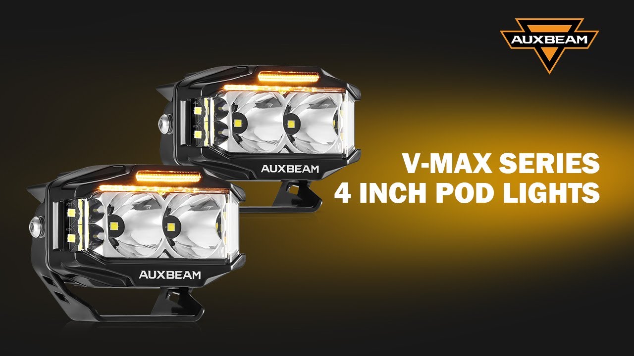 V-MAX Series 4 Inch 72W 6960LM LED Rectangular Pod Lights with Amber DRL