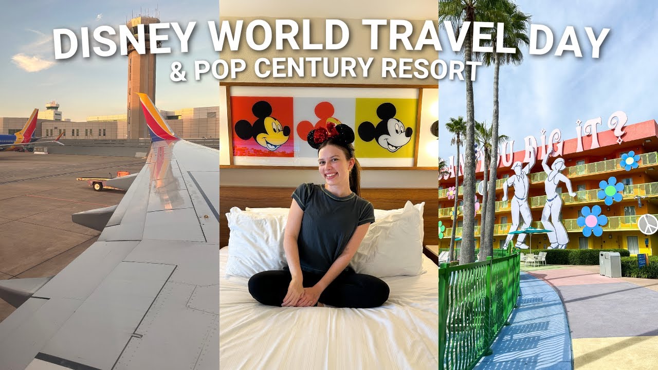 DISNEY WORLD TRAVEL DAY VLOG ✨ – traveling to Orlando, Pop Century Room Tour, Riveria Resort & more!