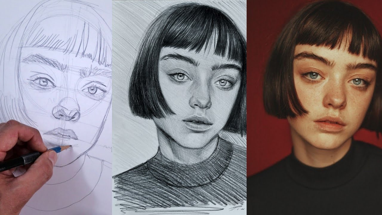 EJERCICIO de DIBUJO - RETRATO con  MÉTODO LOOMIS y OTRAS TÉCNICAS