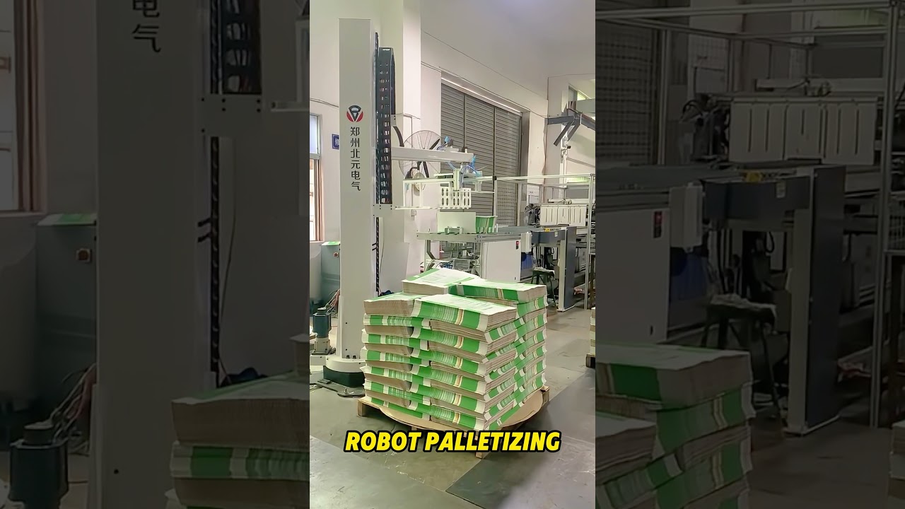 Robot Palletizing!So fast! 😁 #palletizing #palletizer #stacking