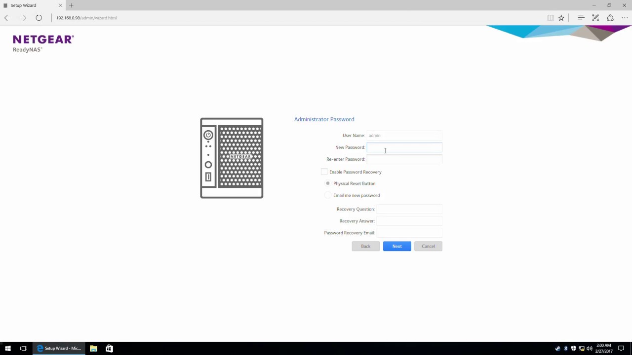 Netgear ReadyNAS 212 - Management Interface