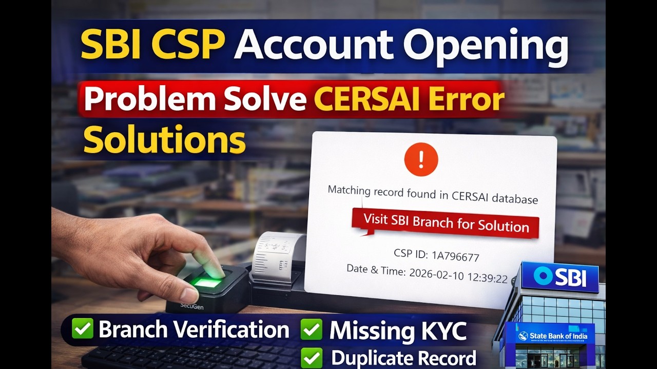 SBI CSP Account Opening Time CERSAI  DATABASE Error Solution Matching Record  Problem Solve 2026