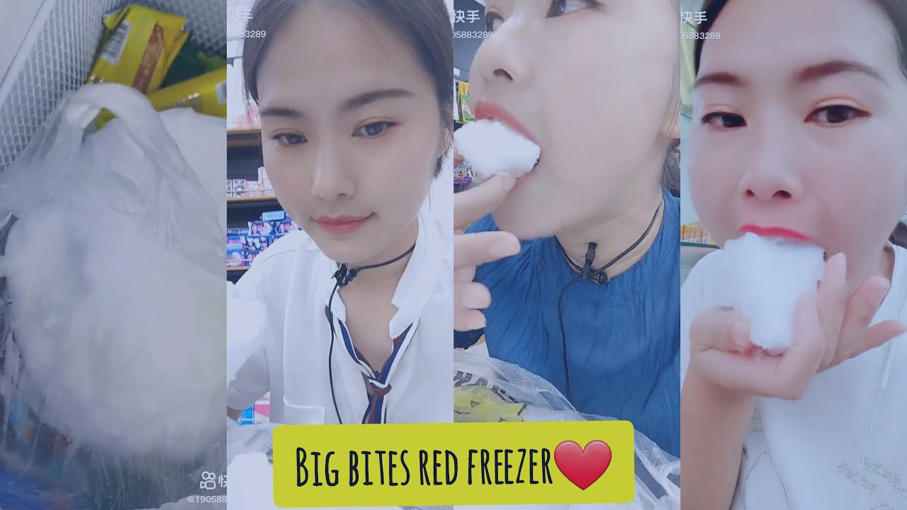*ASMR* 20 MINUTES ❤RED FREEZER FROST ICE EATING ONLY❤, ( I HAVENT BEEN POST BEFORE) ENJOY🤤❄🧊
