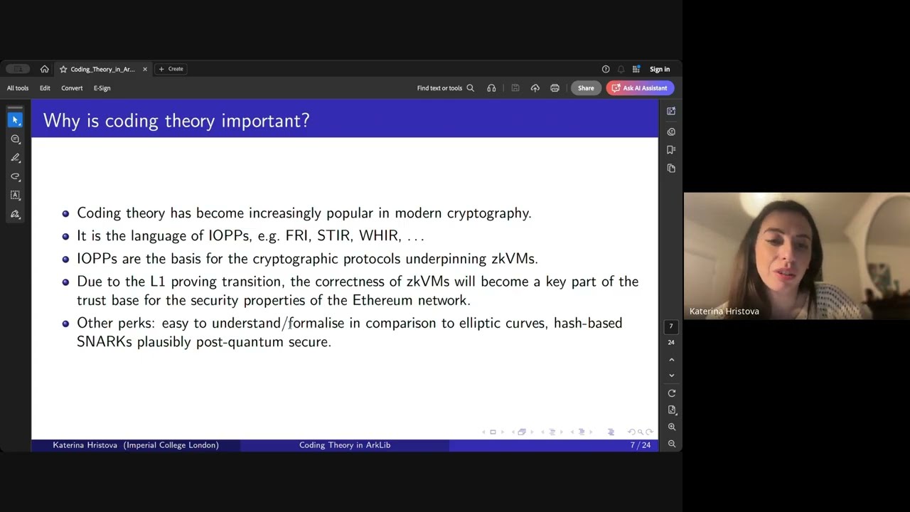 Katerina Hristova - Coding Theory in ArkLib  (January 22nd 2026)