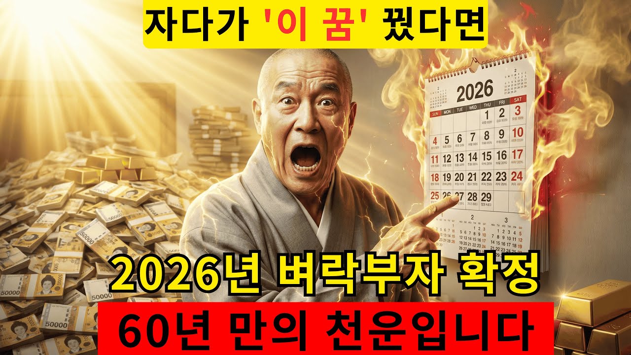 자다가 '이 꿈' 꿨다면 축하합니다, 2026년 벼락부자 될 팔자로 뒤바뀝니다  평생 딱 한 번 오는 거대한 천운