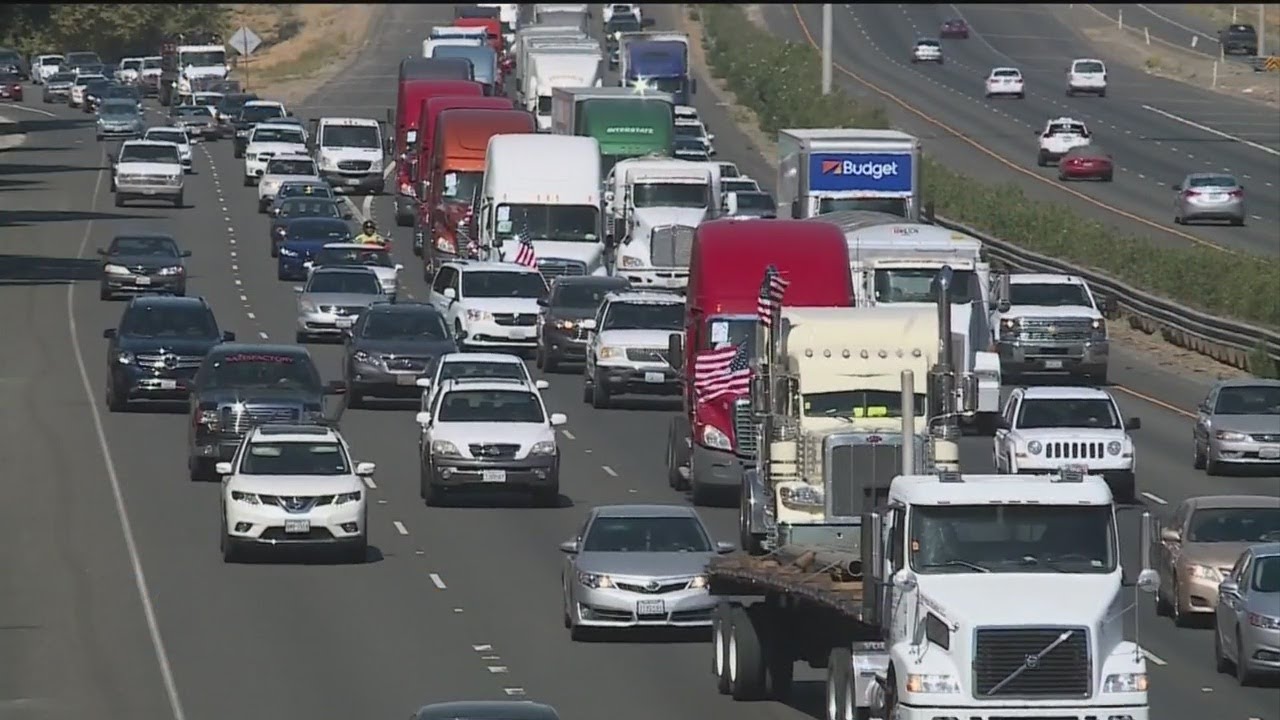Truckers Coordinate 'Rolling Protest,' Slowing Traffic On Highway 99
