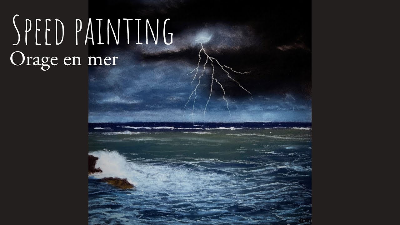 Speed painting orage en mer aux pastels secs / vidéo relaxante | ASMR