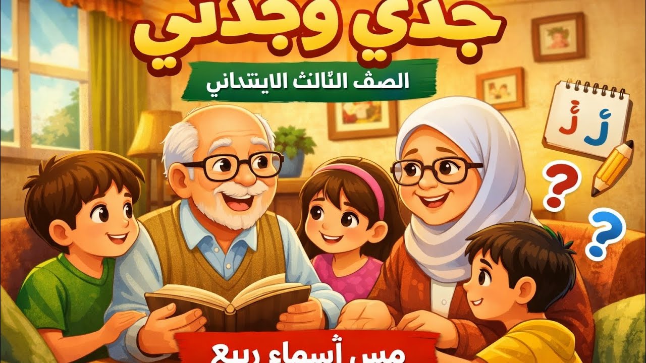  جدي وجدتي + همزة المد و الهمزة المتطرفة –الصف الثالث الابتدائي مس أسماء ربيع عام 2026 الترم الثاني 