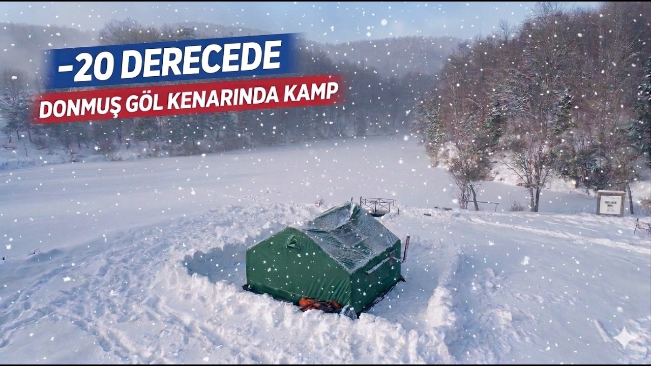 -20 DERECEDE DONMUŞ GÖL KENARINDA TEK BAŞIMA KAR KAMPI