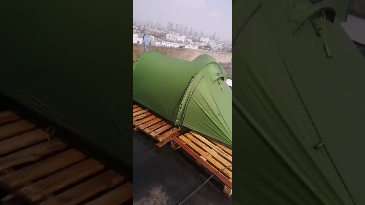 Rain testing on a nylon tent with one side silicone coating