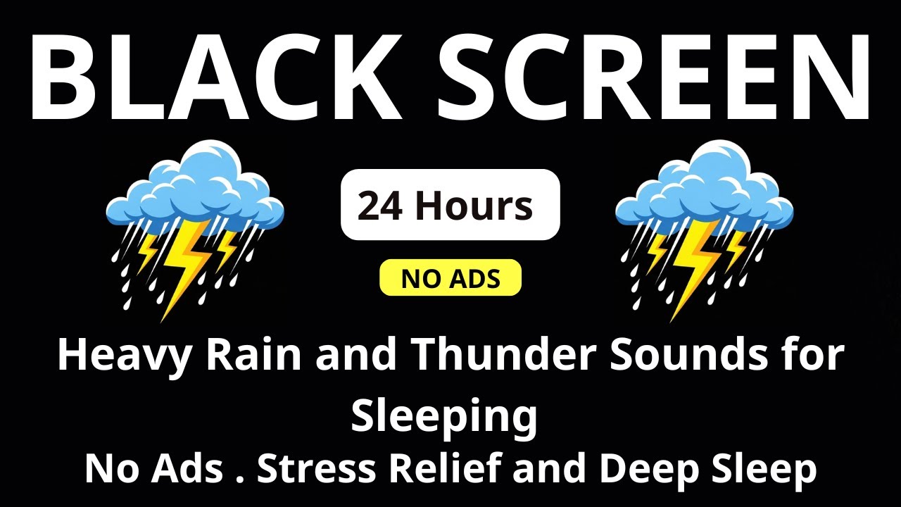 🔴 Heavy Rain and Thunder Sounds for Sleeping – Black Screen | No Ads • Stress Relief and Deep Sleep