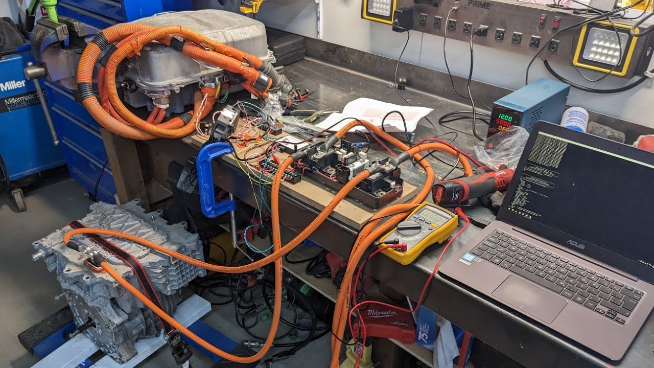 Volvo EV conversion with Nissan leaf motor. It Spins!