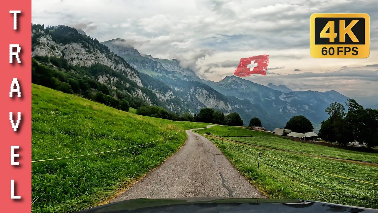 99. Driving in Switzerland 🇨🇭 Walenstadt to Paxmal 4K 60FPS