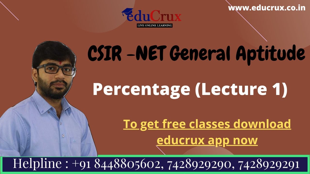 1.Percentage |Best Online Classes for CSIR NET General aptitude(PHYSICS,CHEMISTRY,MATH,BIOLOGY)