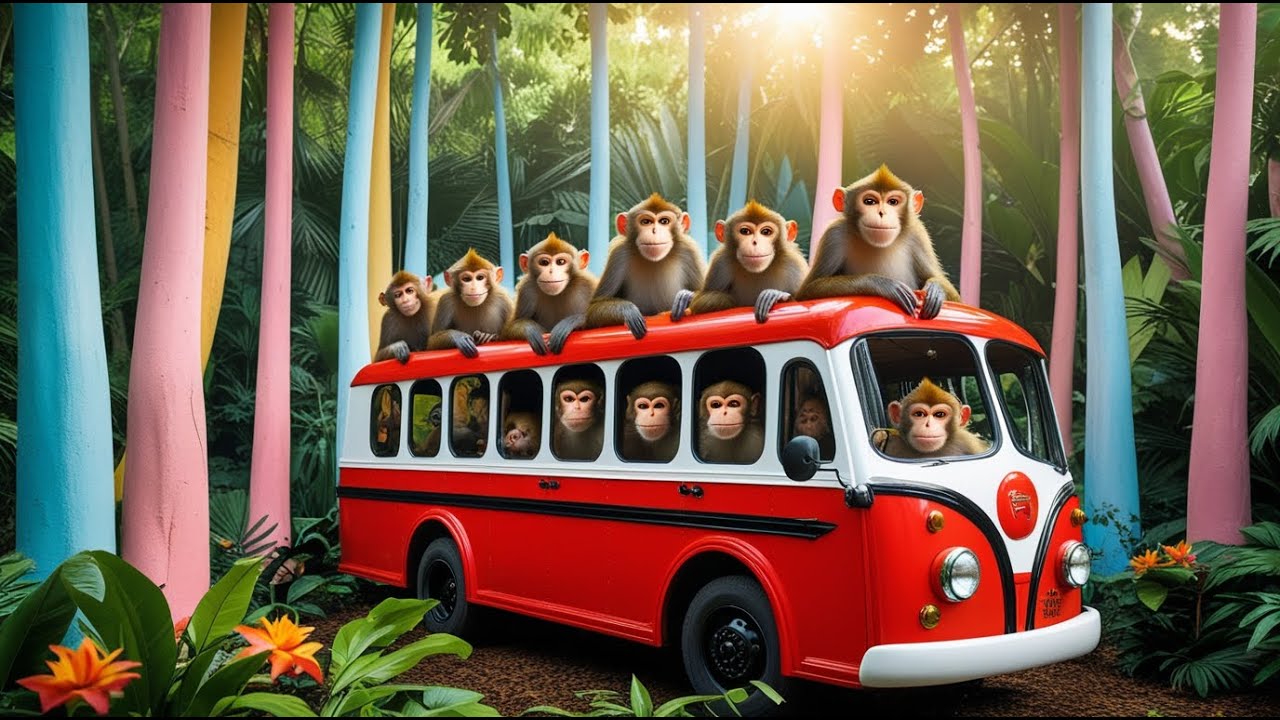 🐵🚌🎶 The Monkey Bus Song for Kids | 3D Animated Nursery Rhyme ✨🌈
