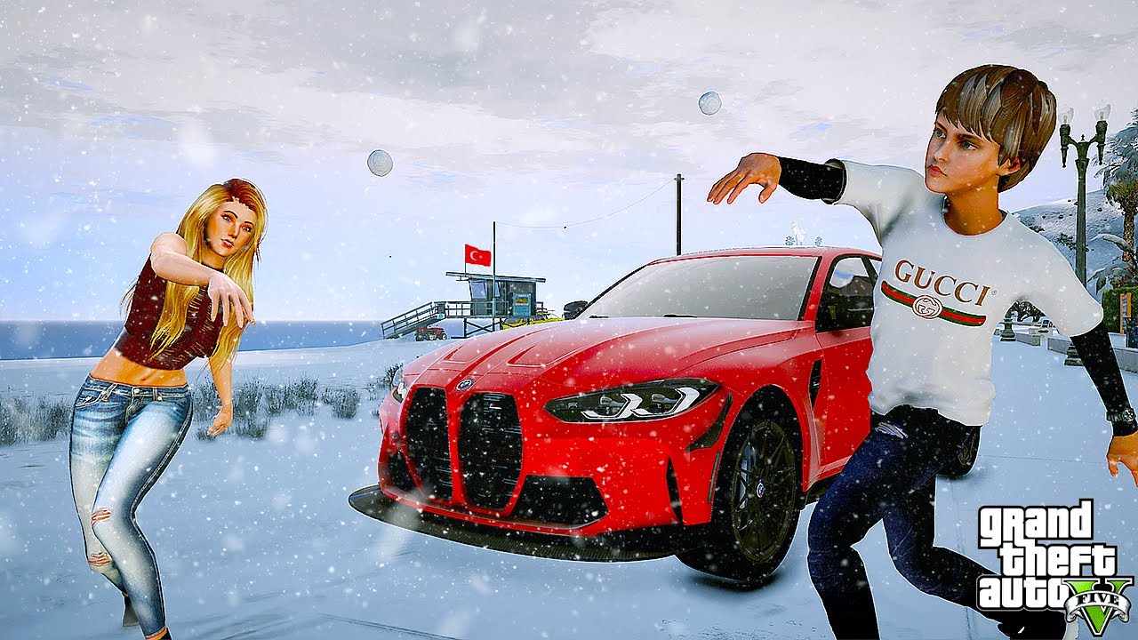 ŞEHRE KAR YAĞDI! ATEŞ BÜŞRA'YI BMW'SİYLE KARDA GEZDİRDİ! - GTA 5 ATEŞ'İN HAYATI