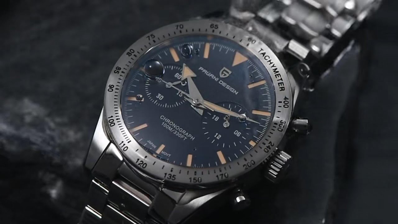 PAGANI DESIGN  Men's Chronograph Quartz Watches 40mm Stainless Steel Waterproof Sports Wrist Watch