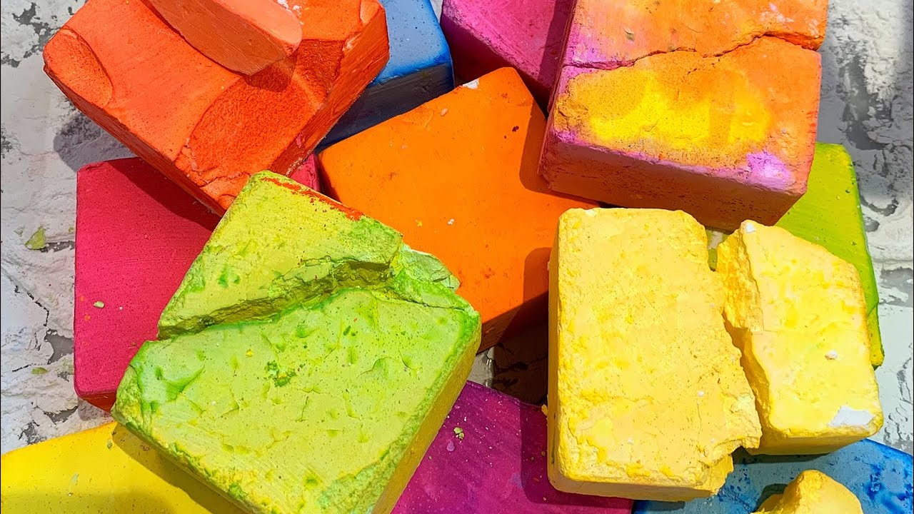 ASMR | dyed chalk crush | strength shop & easy grip | crunchy | gritty | satisfying | colourful