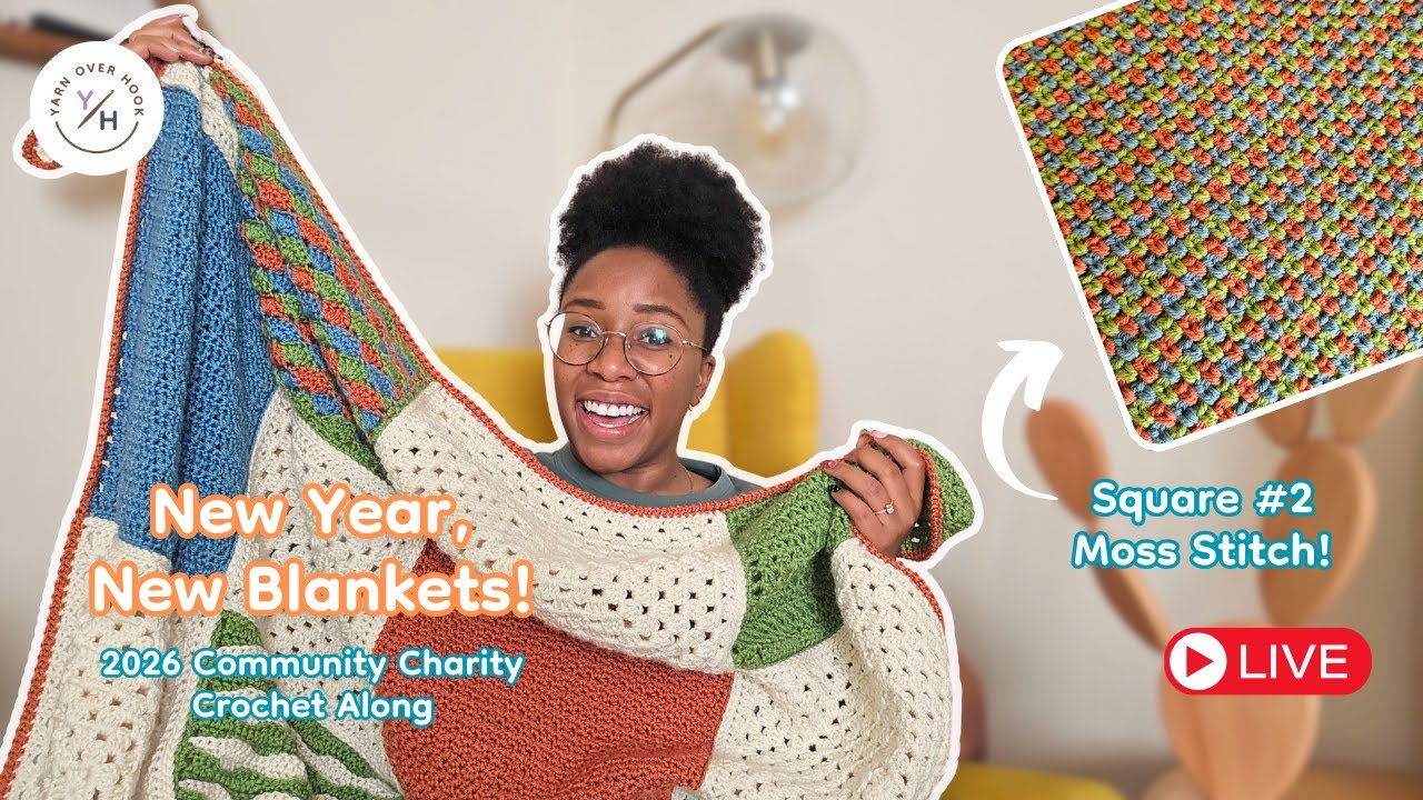 2026 New Year, New Blankets Charity CAL!! Square 2: Moss Square!✨🧶 | Jan 13, 2026 #livestream