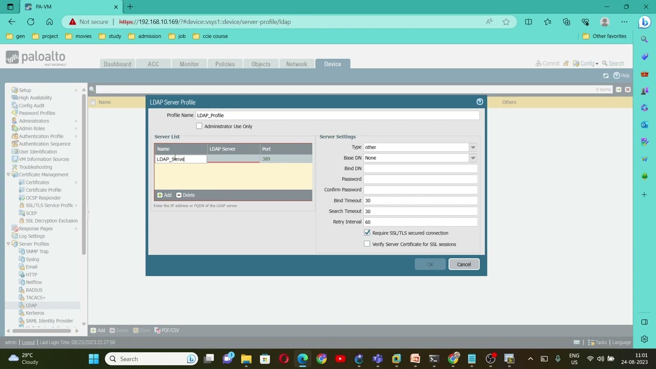 How to configure LDAP on Palo Alto Firewall??