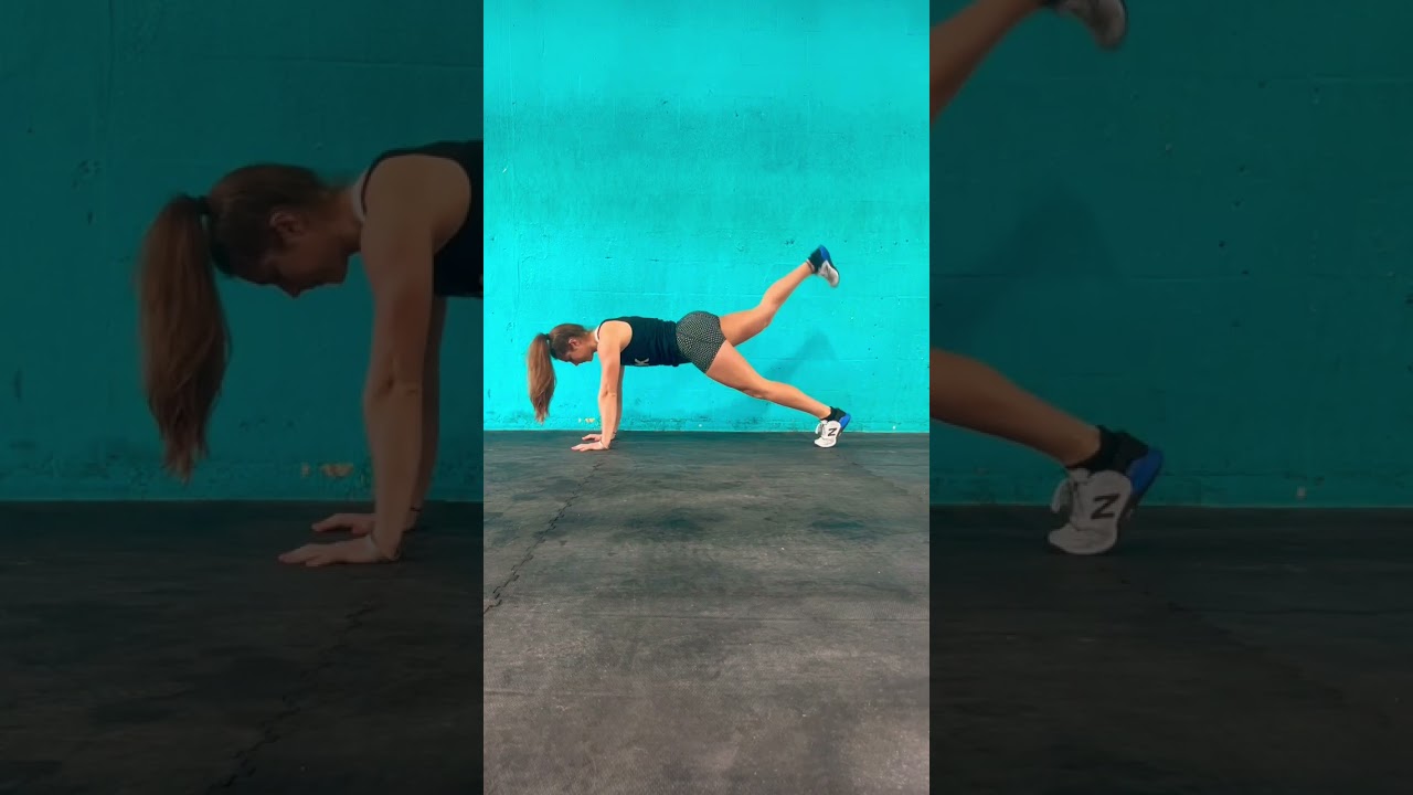 Plank knee to elbow to double hip extension