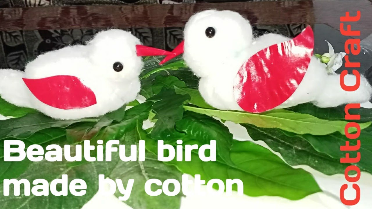 How to make birds from cotton/cotton Craft birds/सिर्फ 5 मिनट में कॉटन से बनाये सुन्दर सी चिडिया