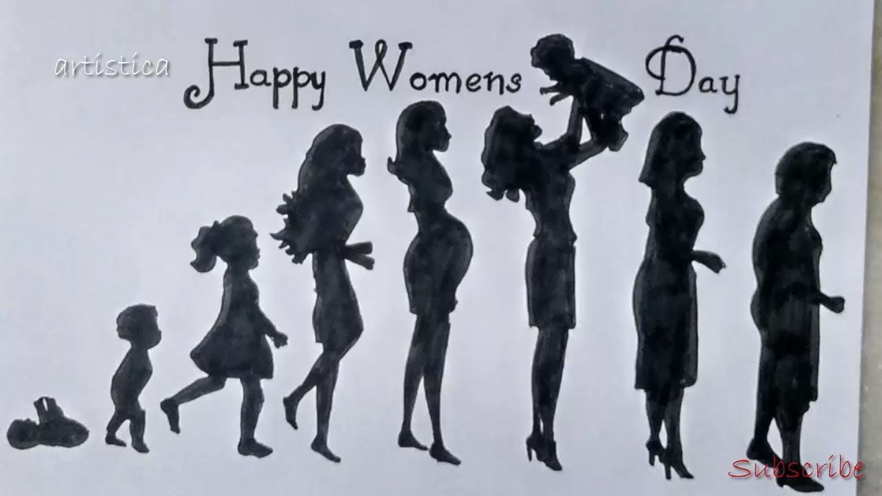 women's day drawing step by step | artistica