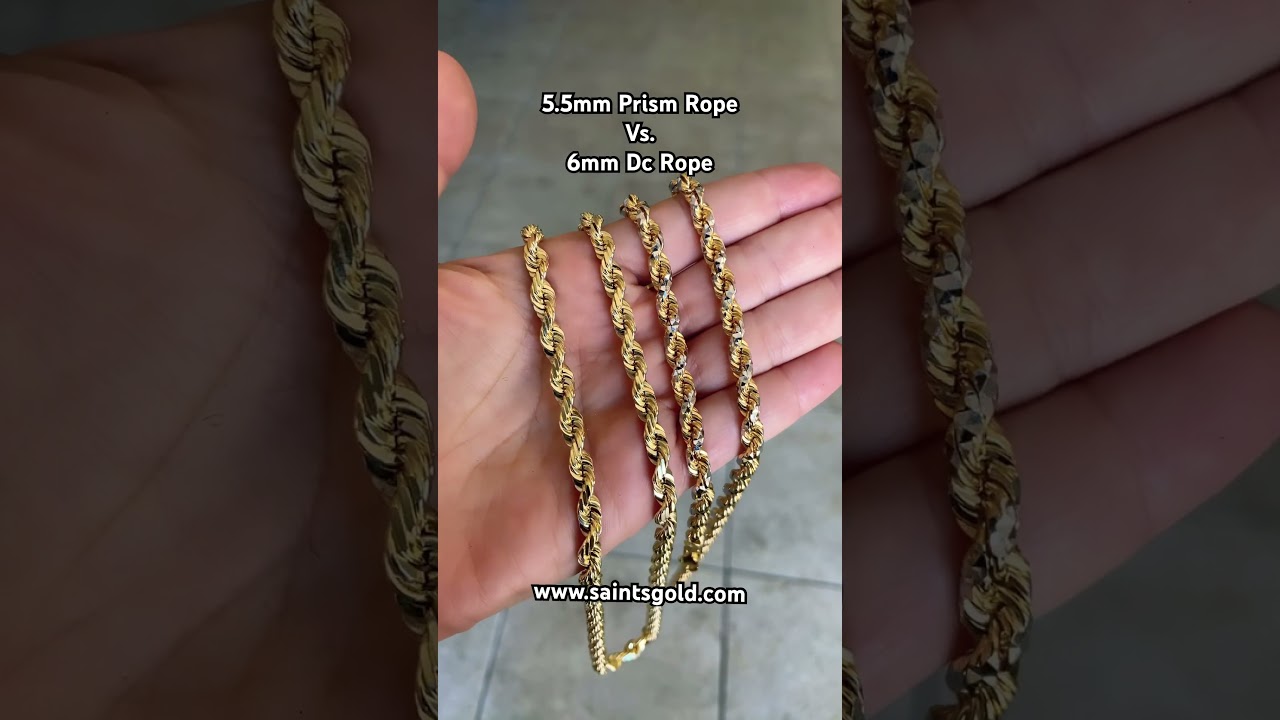 5.5mm prism cut rope vs 6mm diamond cut rope #saintsgold #jewelry
