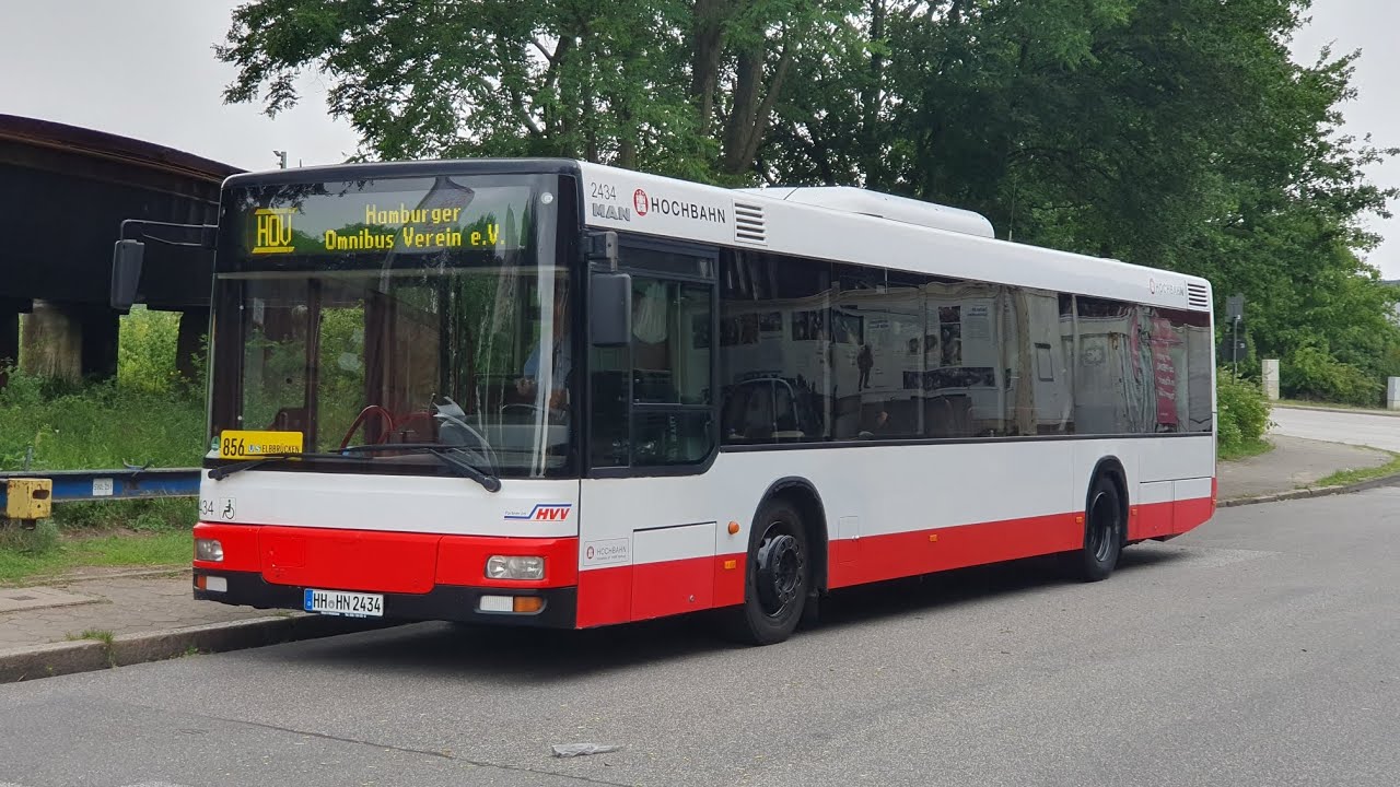 Mitfahrt im MAN NL 263 (MAN A21) HOV 2434. Linie 856 Hafenmuseum bis U/S Elbbr&uuml;cken.