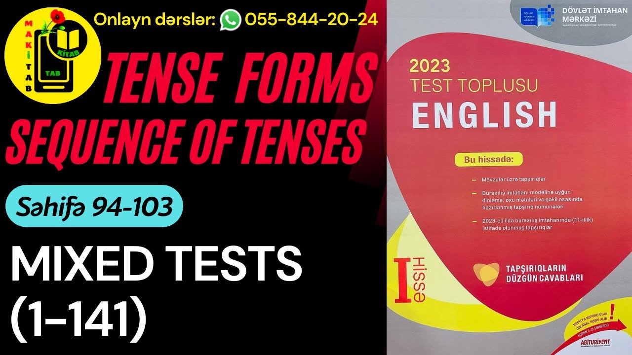 DİM YENİ TEST TOPLUSU 2023 İNGİLİS DİLİ | MIXED TESTS | TENSE FORMS.  SEQUENCE OF TENSES 1-141